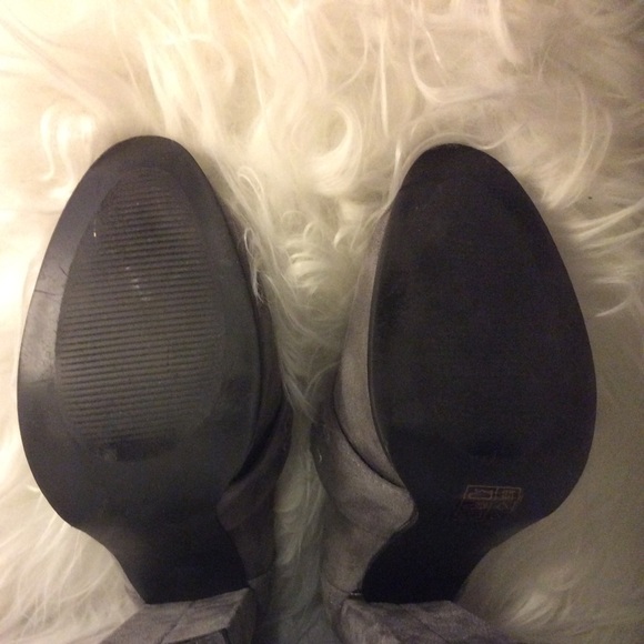 Vegan Suede Grey Platform Loafers - Picture 3 of 3